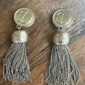 Vintage Givenchy gold plated tassel earrings clip on